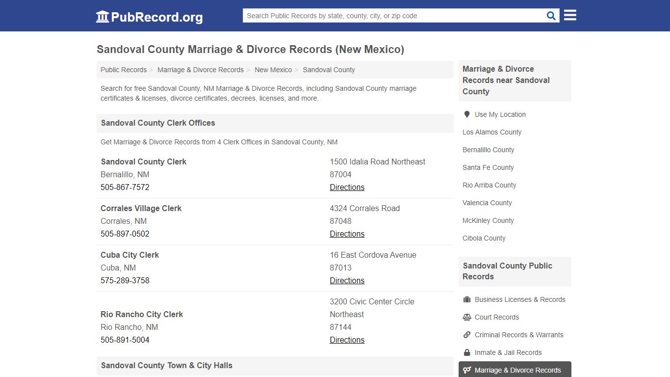Sandoval County Marriage & Divorce Records (New Mexico)